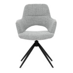 Židle jídelní, šedá látka, 360° vratný mechanismus, černý kov