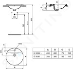 IDEAL STANDARD - Connect Umyvadlo zápustné 480 mm, s přepadem, otvor pro baterii, bílá E504201