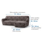 Bielastické potahy MARMO hnědé sedačka s otomanem vpravo (š. 170 -300 cm)