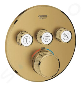 GROHE - Grohtherm SmartControl Termostatická sprchová podomítková baterie, 3 ventily, kartáčovaný Cool Sunrise 29121GN0