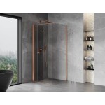 MEXEN/S - Mist-F sprchový kout skládací dveře levá 70 x 70, transparent, měď kartáčovaná 8A6T-070-070-65-00-L