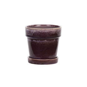 MADAM STOLTZ Květináč s podmiskou Purple Ø 13 cm, fialová barva, keramika