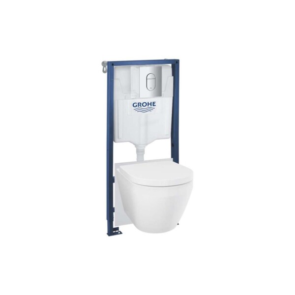 GROHE - Solido Set předstěnové instalace, klozetu Euro Ceramic, sedátka SoftClose a tlačítka Arena Cosmopolitan, Triple Vortex, chrom 102514SH00