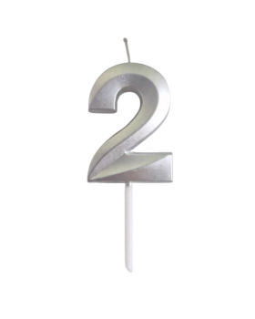 Dortisimo Svíčka s elegantním motivem číslo 2 stříbrná