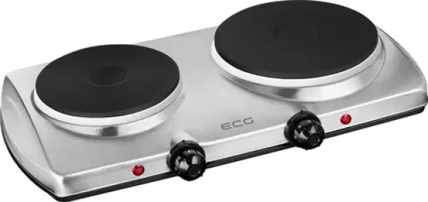ECG EV 2512 Stainless šedá / dvouplotýnkový elektrický vařič / 2500 W / 185 mm 1500W + 155 mm 1000W (100000886591)