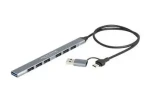 DeLock 7portový slim USB hub / USB hub / USB-C + USB-A / 1× USB 3.2 Gen 1 / 6× USB 2.0 (64273)