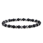 Korálkový náramek Anatolio 4 mm Lávový kámen a Hematit, Černá 17 cm