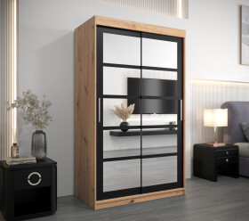 Šatní skříň Abi Ro2 Barva korpusu: Dub artisan, Rozměry: 120 cm, Dveře: Černá