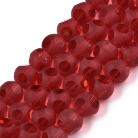 Broušené korálky - červené se 6 fasetami - ∅ 8 x 7,5 mm - 10 ks