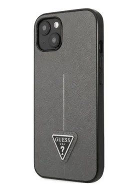 Pouzdro Guess PU Saffiano Triangle iPhone 13 mini Silver