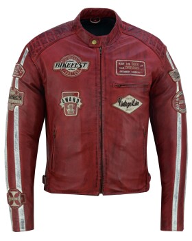 Pánská Kožená Bunda Vector RedFest Brixton Červená Velikost: 5XL