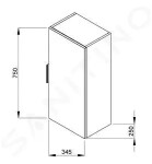 JIKA - Cube Závěsná skříňka 345x250x750 mm, bílá H4537111763001