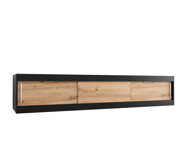 Nástavec na skříň Abi Barva korpusu: Černá, Rozměry: 250 cm, Dveře: Dub artisan