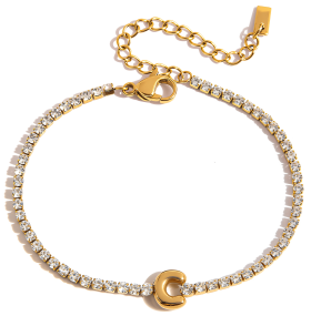 ELENYS Initial C – pozlacený náramek 18K žluté zlato Délka náramku: 16+5 cm / max. 21 cm