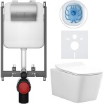 CERANO - Kompletní WC set Basic/Forte - bílá lesklá - WC tlačítko Modulo/Stříbrná - pro zazdění - 51x36 CER-8050BD86146