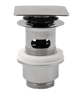 Omp Tea - Umyvadlová výpust 5/4“, click-clack, hranatá zátka, 32-52, chrom 8540.360.5