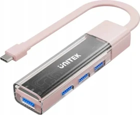 Unitek růžová / USB hub / USB-C + USB-A / 5 Gbps / obousměrný (H1319APK01)