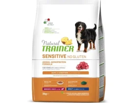 Trainer Natural Sensitive No gluten Adult Medium/Maxi jehněčí 3kg / Kompletní krmivo pro střední a velká plemena psů (8059149252476)