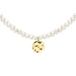 Perlový choker náhrdelník Bibiana Gold - chirurgická ocel, perla, Zlatá 45 cm + 3 cm (prodloužení) Bílá