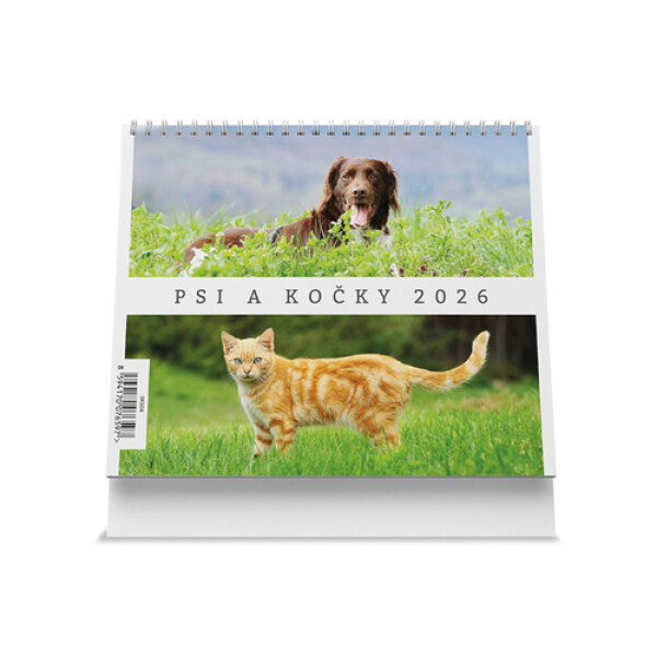 Stolní kalendář Psi a kočky 2026
