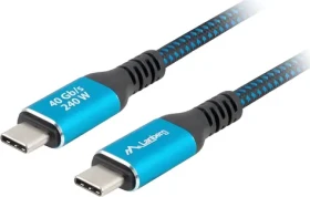 Lanberg CA-CMCM-45CU-0015-BK černomodrá / Kabel USB-C - USB-C / 1,5 m (CA-CMCM-45CU-0015-BK)
