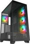 Rampage Hydra V1 černá / Skříň / E-ATX / 1x USB-C, 1x USB-A + hub / 4x ARGB fan / bez zdroje (HYDRAV1-BLACK)