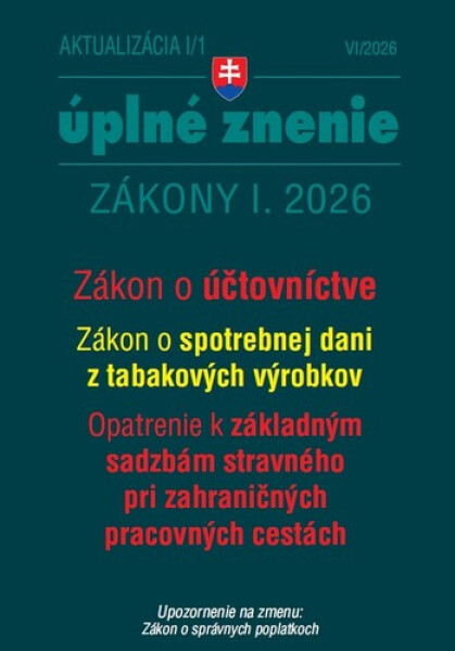 Aktualizácia I/1 2026 – daňové a účtovné zákony