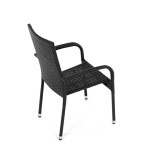 Židle zahradní, černý umělý ratan, kov, stohovatelná.