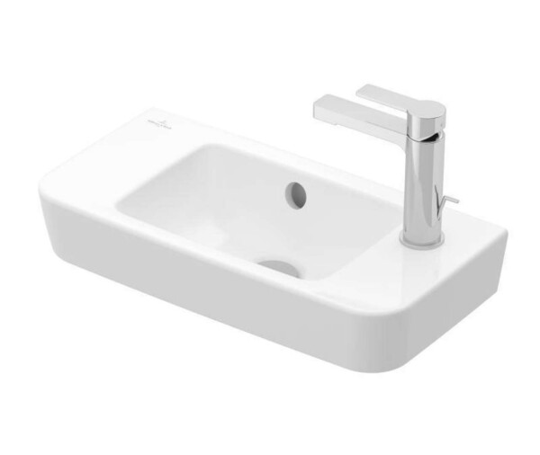 VILLEROY & BOCH - O.novo Umývátko Compact 50x25 cm, s přepadem, 1 otvor pro baterii vpravo, alpská bílá 4342R501