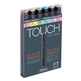 ShinHan TOUCH Twin Brush Marker sada 6 ks pastelové barvy
