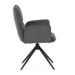 Židle jídelní, šedá látka, 360° vratný mechanismus, černý kov