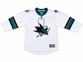Outerstuff Dětský dres San Jose Sharks NHL Premier White Away Laces Velikost: L/XL
