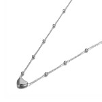 Ocelový náhrdelník Alejandra - chirurgická ocel, srdce, Stříbrná 40 cm + 5 cm (prodloužení)