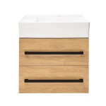 Koupelnová skříňka s umyvadlem a černou úchytkou SAT Cube Way 60x53x46 cm dub Hickory mat CUBE46C602DHSATCWL CUBE46C602DHSATCWL