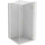 MEXEN/S - Lunar-B L sprchový kout dveře křídlové pravá 80 x 80, transparent, zlato kartáčovaná 832L-080-080-55-00-P