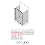 CERANO - Třístěnný sprchový kout Varone POINT U L/P - 6 mm - černá matná, grafitové sklo - 110x100x195 - posuvný CER-8050BD7806