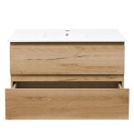 Koupelnová skříňka 2 zásuvková s keramickým umyvadlem SAT B-Way 99x50x45 cm dub mat BWAY2100OAKU4BI BWAY2100OAKU4BI