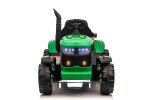 Mamido Dětský elektrický traktor s vlečkou 12V 7Ah EVA kola ECO kůže zelený