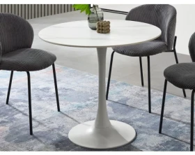 Kulatý jídelní stůl Josh 90 cm, imitace bílý mramor