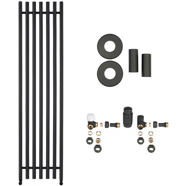 CERANO - Koupelnový radiátorový set Valerio - ústřední vytápění - boční připojení - 872W - černá matná - 1560x390 mm CER-663503