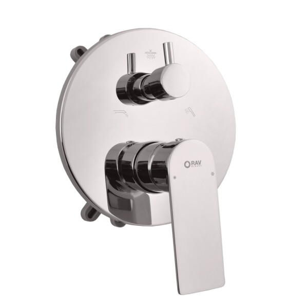 RAV Slezák - NIL - Vanová/Sprchová baterie podomítková 3-cestná s tělesem a s boxem, Zlatá - lesklá NL187BOX NL187BOX