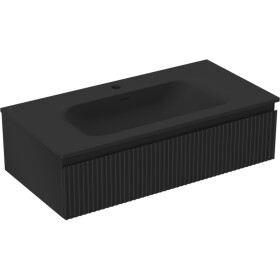 MEXEN/S - Rivel koupelnová skříňka 90 cm s umyvadlem Vela, 1 šuplík, reliéf , černá mat 91A20-09023-1-BF71-W23M71