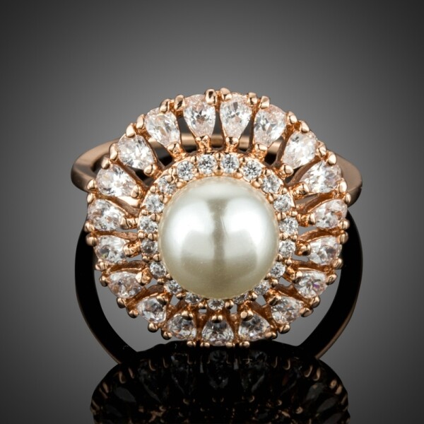 Prsten Swarovski Elements s perlou Laurence, 54 Bílá/čirá