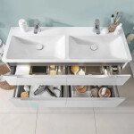 VILLEROY & BOCH - Subway 3.0 Dvojumyvadlo nábytkové 1300x470 mm, bez přepadu, otvory pro baterie, CeramicPlus, Stone White 4A71D1RW