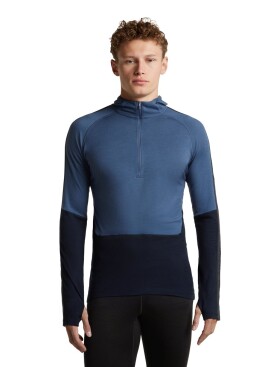 Pánské merino triko dlouhý rukáv, 1/2 zip ICEBREAKER Mens Merino 200 Oasis+ LS Half Zip Hoodie, Midninavy/Dawn/JetHeather/Cb velikost: L