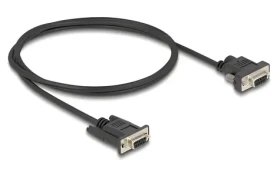 DeLock černá / Sériový kabel RS-232 / Sub-D9 (F) - Sub-D9 (F) / 1 m / napájení Pin 9 (87837)