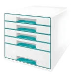 Leitz WOW CUBE bílo-ledově modrá / Zásuvkový box / 5 zásuvek / plast (52142051)