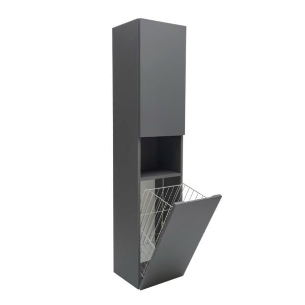 Koupelnová skříňka vysoká s košem na prádlo SAT Feel 36x165x32 cm antracit mat SATFEELV36ANTK SATFEELV36ANTK