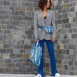 Skládací nákupní taška LOQI KIRSTEN NANGALA EGAN Water Dreaming Blue