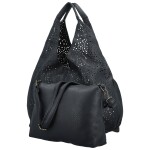 Módní koženková sada kabelek přes rameno a crossbody Saga, tmavě modrá